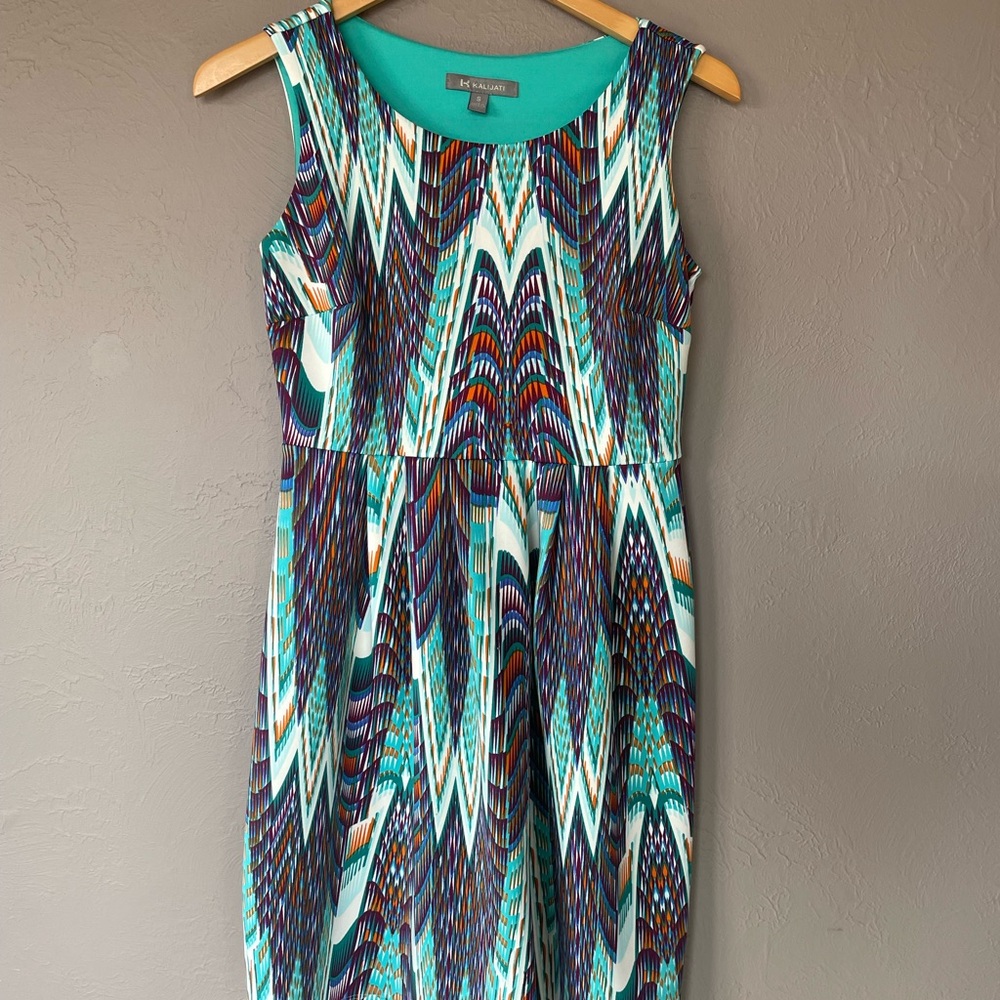 Elegant Green and Purple Midi Dress